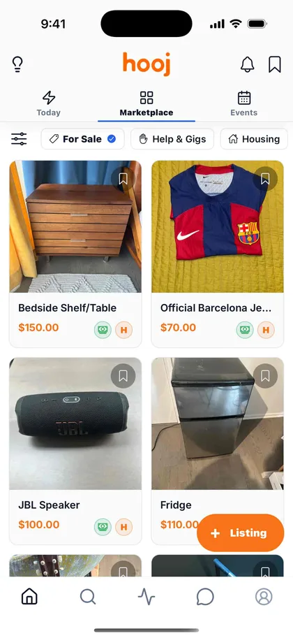 Hooj marketplace listings